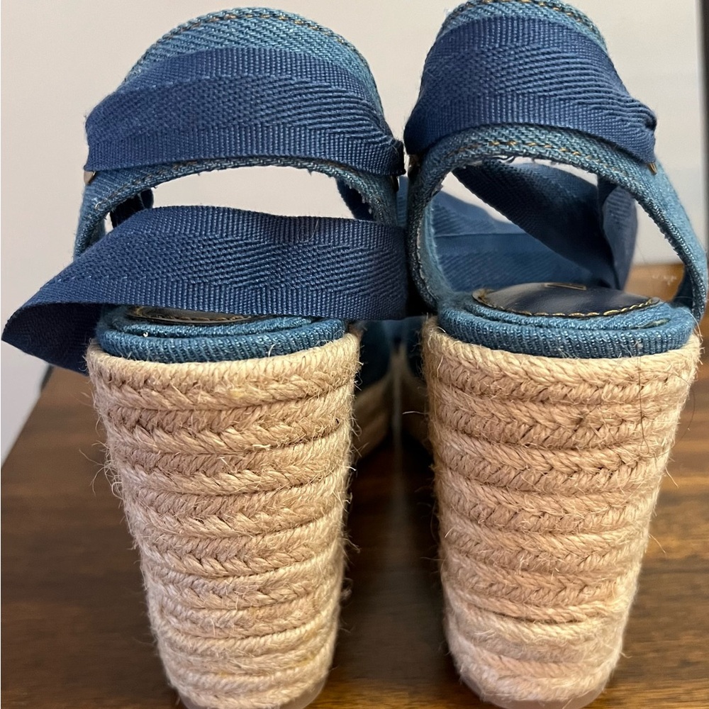 Zara NWOT Denim Espadrille Wedge Ankle-Tie Sandal EUR 35 - Picture 4 of 6